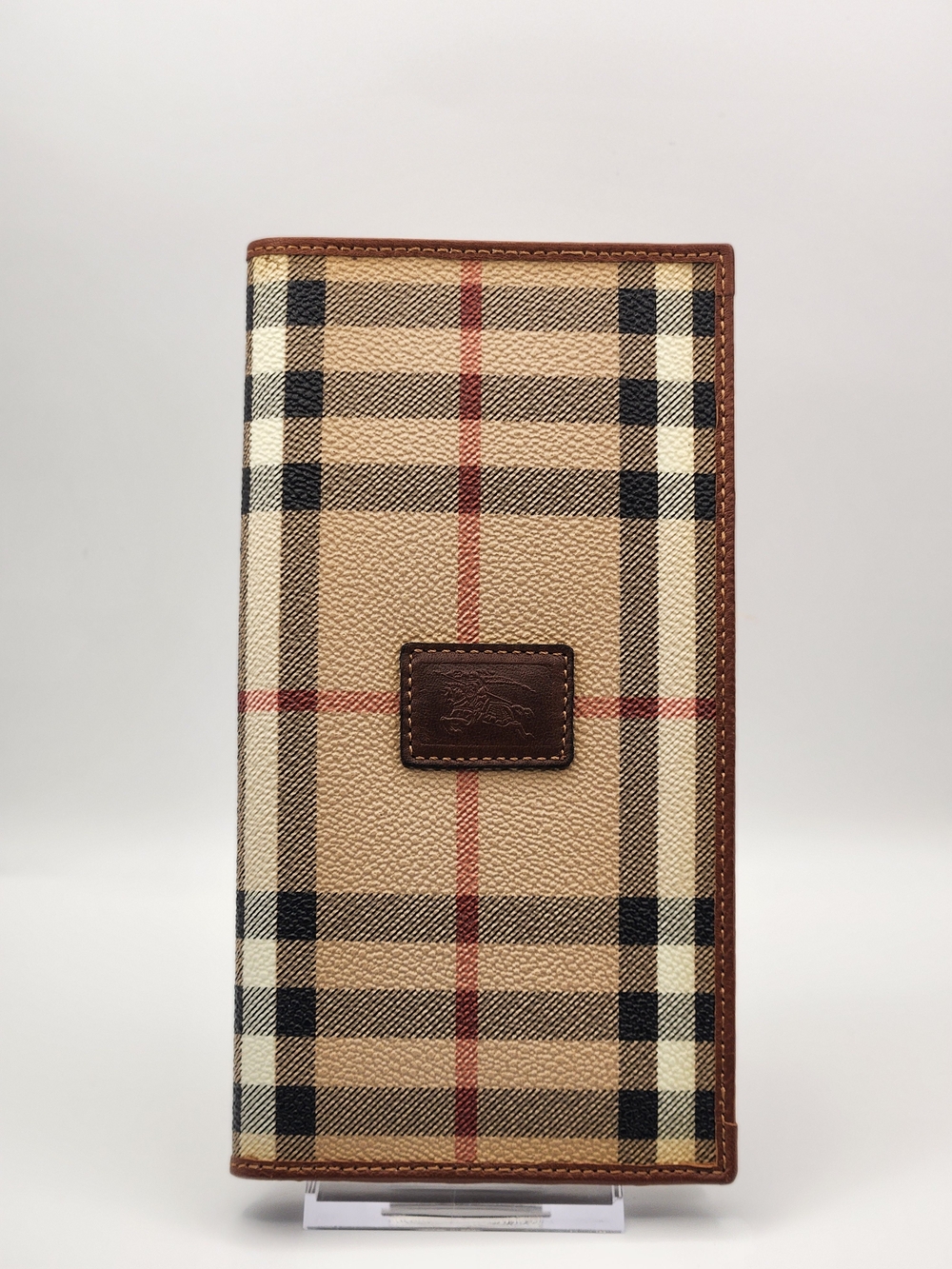 Burberry Vintage Nova Check PVC Leather Trimming Long Bifold Wallet